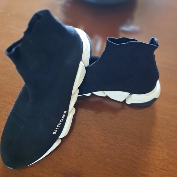 BLACK BLACK BALENCIAGA SPEED SNEAKERS MENS 12 - Picture 3 of 8